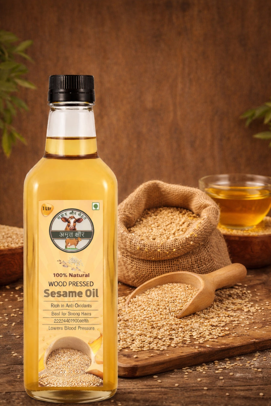 Wood Pressed Pure Sesame (Til) Oil | Non-Refined | Non-Processed